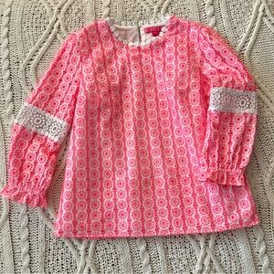 Lilly Pulitzer Vibrant Pink Lace Blouse